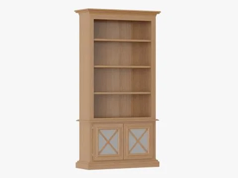 Bookcase brown wood 3d rendering Stock Illustration
