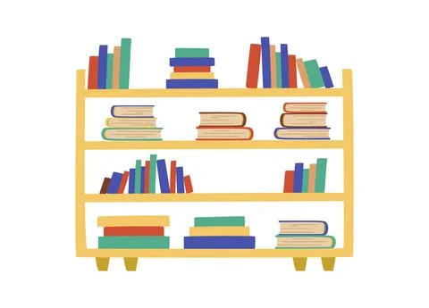 Bookcase color sketch. Book bundle. School textbooks set. Stack vector illust Stock Illustration