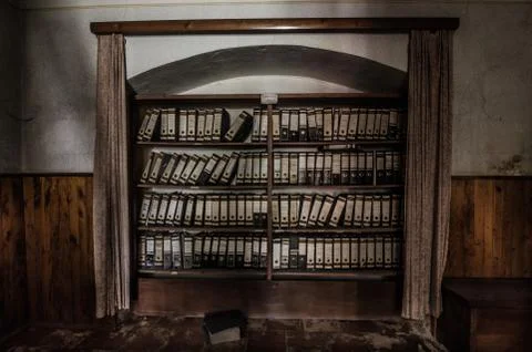 Bookcase curtain Stock Photos