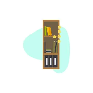 A Bookcase for Documents Storage in Office Interior. Illustration of Bookshelf Stock Illustration