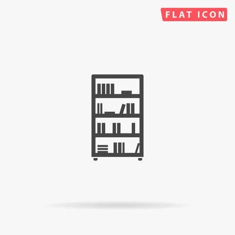Bookcase flat vector icon. Hand drawn style design illustrations Stock Illustration