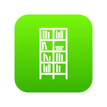 Bookcase icon digital green Stock Illustration