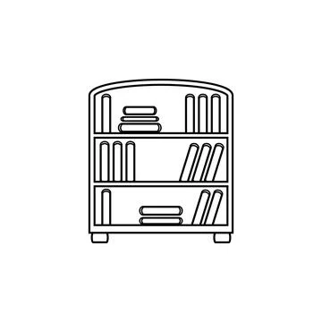 Bookcase icon on white. Stock Illustration
