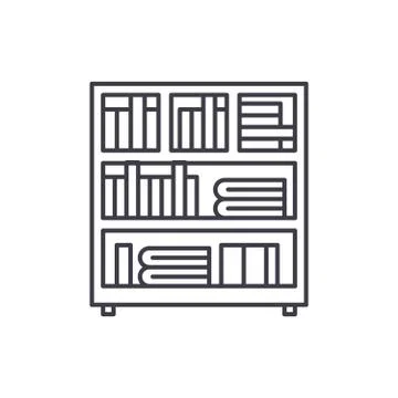 Bookcase line icon concept. Bookcase vector linear illustration, symbol, sign Stock Illustration