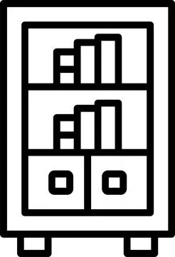 Bookcase Line Icon Design Stock Illustration