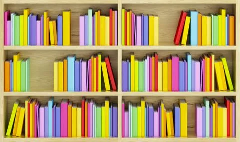 Bookcase with multicolored books Stock Illustration