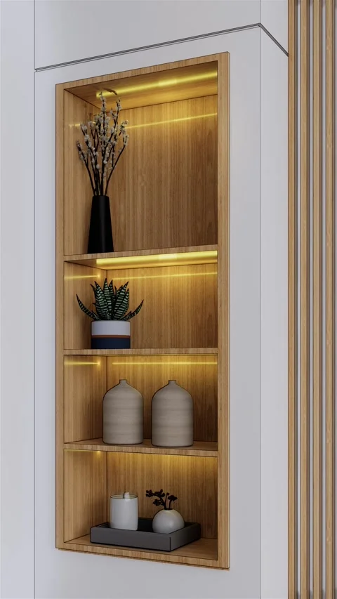 Bookcase with some interior decorations Stock Footage 249641057