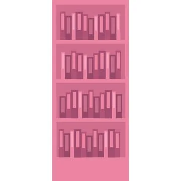 Bookcase vector bookshelf for library flat icon Иллюстрация