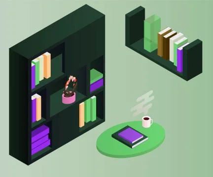 Bookcase vector isometric concept vector illustration-vektorgrafik. Office Stock-Illustration