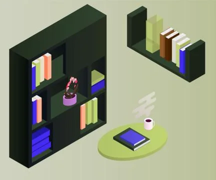 Bookcase vector isometric concept vector illustration-vektorgrafik. Office Stock Illustration