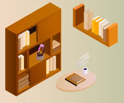 Bookcase vector isometric concept vector illustration-vektorgrafik. Office Stock Illustration