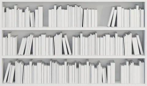 Bookcase with white books Stock Illustration