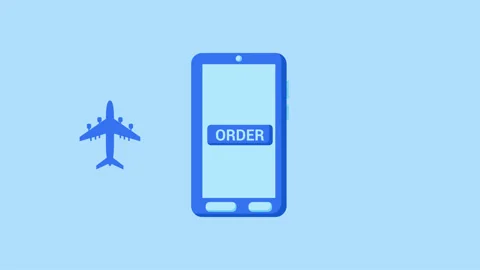 Booking Airplane Tickets Using Mobile Phone 4k Animation Stock Footage 283320975