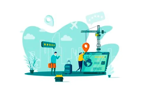 Booking concept in flat style. Stock Illustration