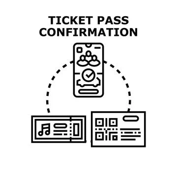 Booking digital ticket pass confirmation mobile application Illustration