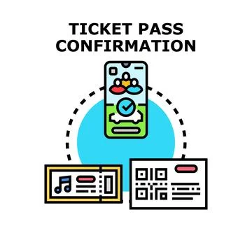 Booking digital ticket pass confirmation mobile application Stock Illustration