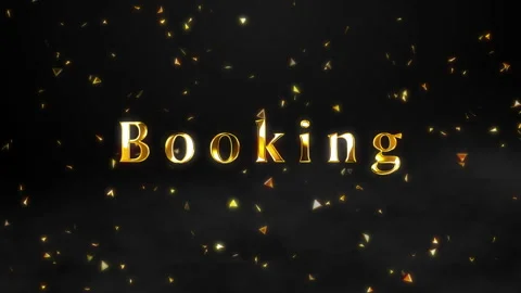 Booking Gold Text Animation | Elegant Golden Title Reveal on Dark Background Stock Footage 309980253