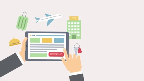 Booking online flat icon animation Stock Footage 243061428