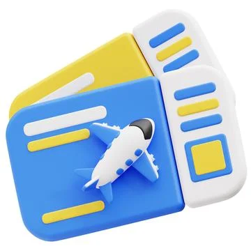 Booking Reservation Ticket 3d icon illustration. Stock Photos