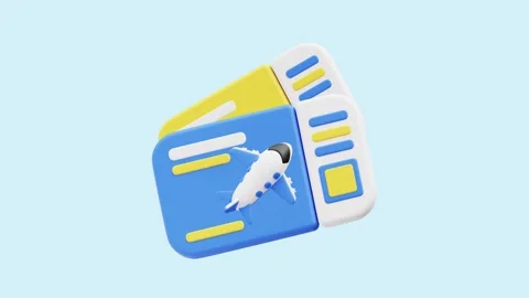Booking Reservation Ticket animated 3d icon. Stock Footage 289454141