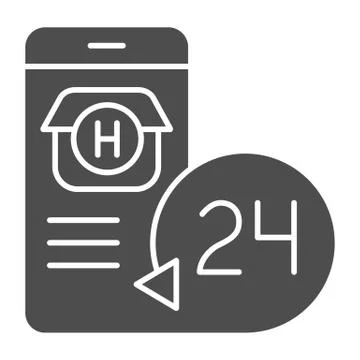 Booking service 24 hours solid icon. Online booking vector illustration isolated Stock Illustration