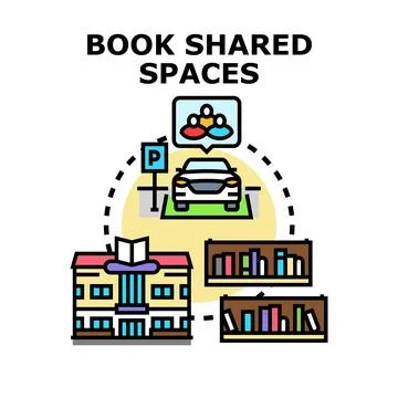 Booking shared spaces for collaborative community programs Stock Illustration