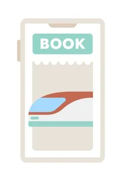 Booking train ticket online through mobile device flat vector spot illustration Stock Illustration