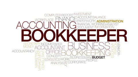 Bookkeeper animated word cloud, text design animation. Kinetic typography. Stock Footage 72749602