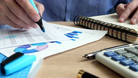 Bookkeeper auditing financial report. Clouse-up. Stock Footage 88983574