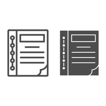 Bookkeeper Notebook line and solid icon, Black bookkeeping concept, accounting Stockillustratie
