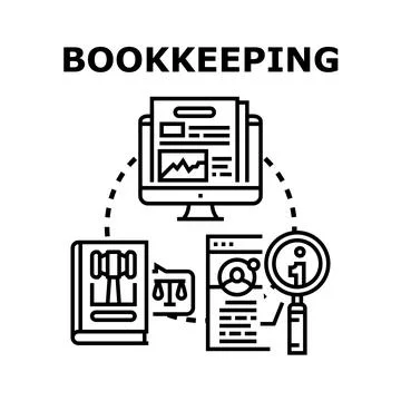 Bookkeeping business process icon concept Stock Illustration