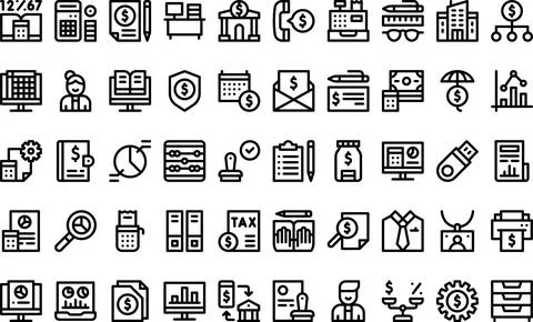 Bookkeeping icons High-Quality Vector Icons Collection with Editable Stroke.. Stock Illustration