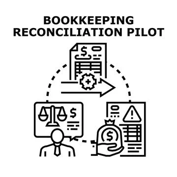 Bookkeeping reconciliation process for financial accuracy and audit 库存插图