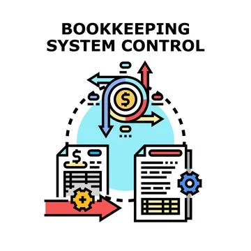 Bookkeeping system control with money flow management Stock Illustration