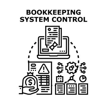 Bookkeeping system controlling financial audit and business management Stock Illustration