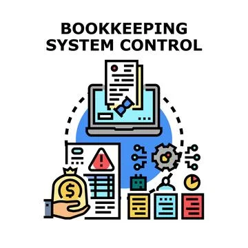 Bookkeeping system controlling financial audit and business management Stock Illustration