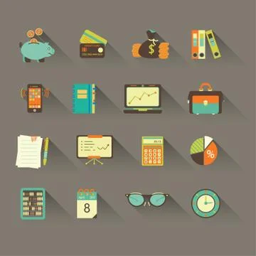 Bookkeeping vector flat icons Illustrazione stock