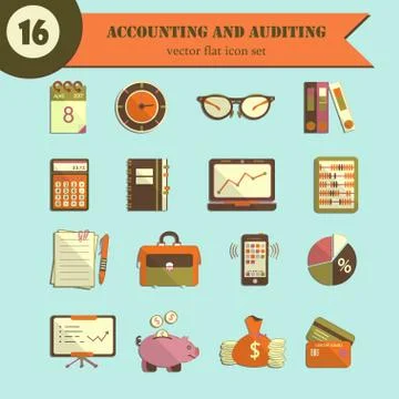 Bookkeeping vector flat icons Stock Illustration