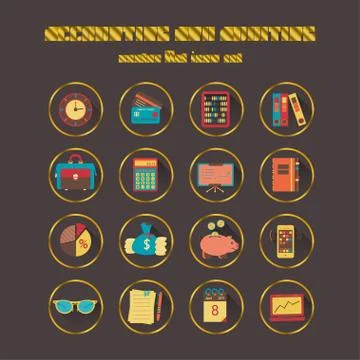 Bookkeeping vector flat icons Stock Illustration