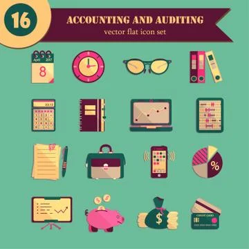 Bookkeeping vector flat icons Stock Illustration
