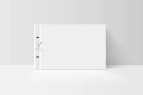 Booklet or notebook mock up. Blank white cover of book with paper bound by Illustrazione stock