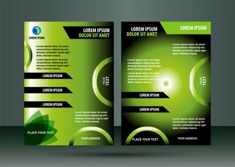 Booklet template design with green elements Stock Illustration