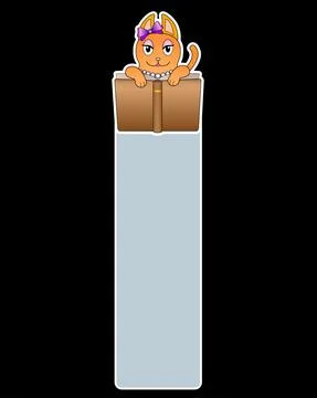 Bookmark for a book with a ginger cute cat reading a book - vector full color Stock Illustration