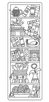 Bookmark Bookshelf With Fall Decorations Stock Illustration