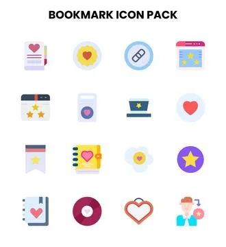 Bookmark Flat Design Icons Pack Stock Illustration