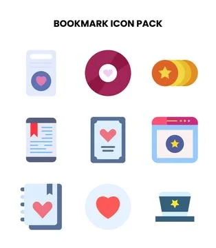 Bookmark Flat Icons Pack Stock Illustration