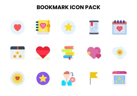 Bookmark Flat UI Icons Pack Stock Illustration