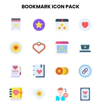 Bookmark Flat Vector Icons Pack Stock Illustration