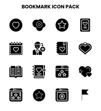 Bookmark Glyph Design Icons Pack Stock Illustration