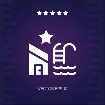 Bookmark house with pool vector icon Illustrazione stock